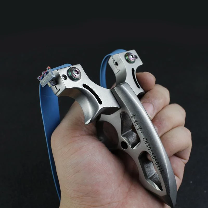 

Stainless Steel Stinger Flat Leather Quick Press Slingshot Outdoor Portable EDC Camping Hunting Tool