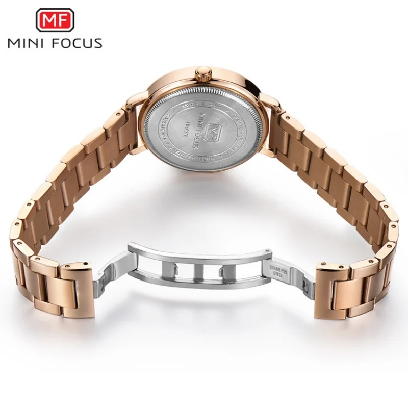 MINI FOCUS 0037 موضة فاخرة حزام ناقل من الفولاذ ساعة نسائية الماس مقاوم للماء ساعات للنساء Relojes Para Damas Reloj Mujer