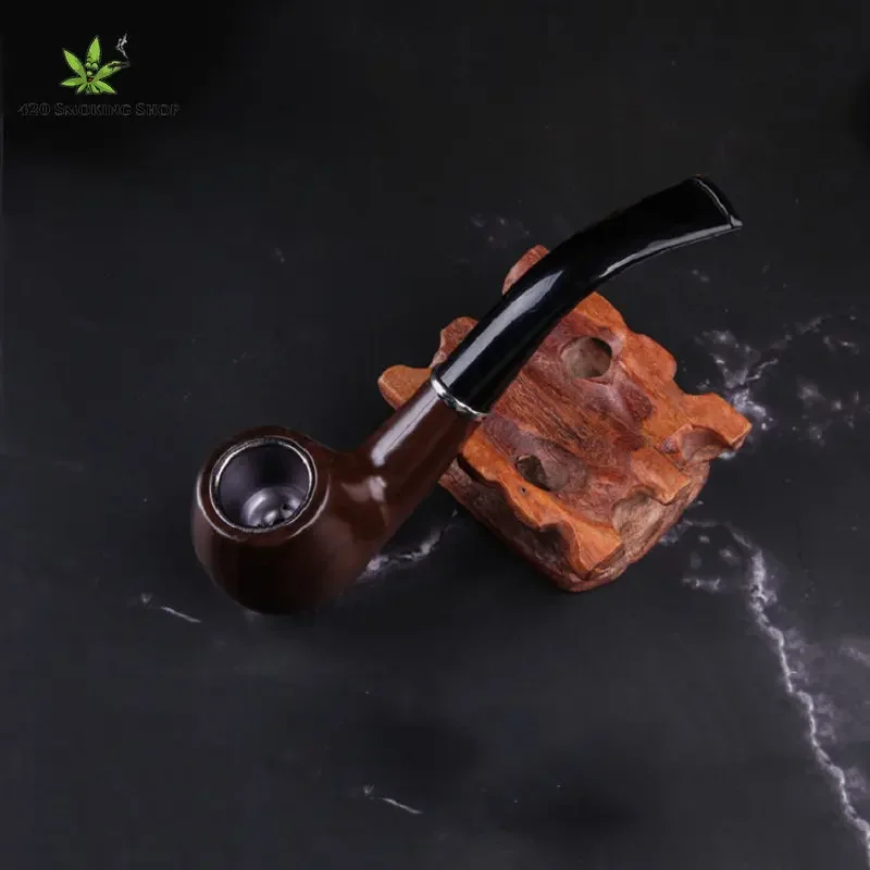 

SMOKING Grass Pipes with Metal Bowl Lighter Burning Dry Herb Smoke Filter Ebony Resin Tobacco Pipe for Smoking Accessories