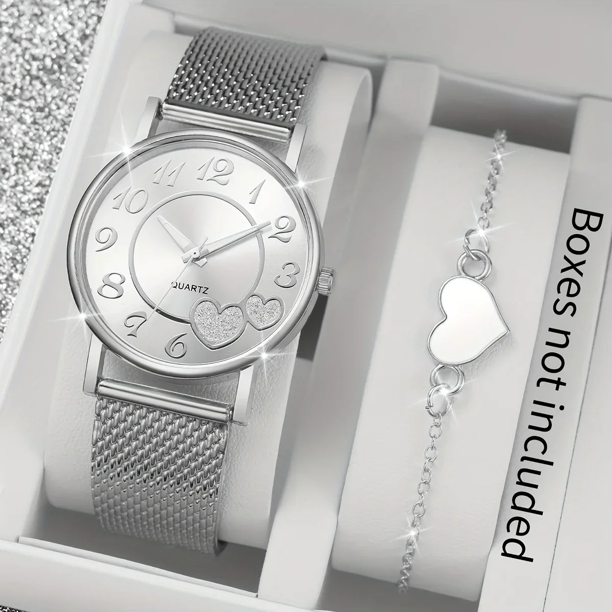 

Повседневные женские кварцевые часы с циферблатом в форме сердца и резиновым сетчатым ремешком, круглый корпус из цинкового сплава, электронный механизм, подарочная коробка в комплект не входит.