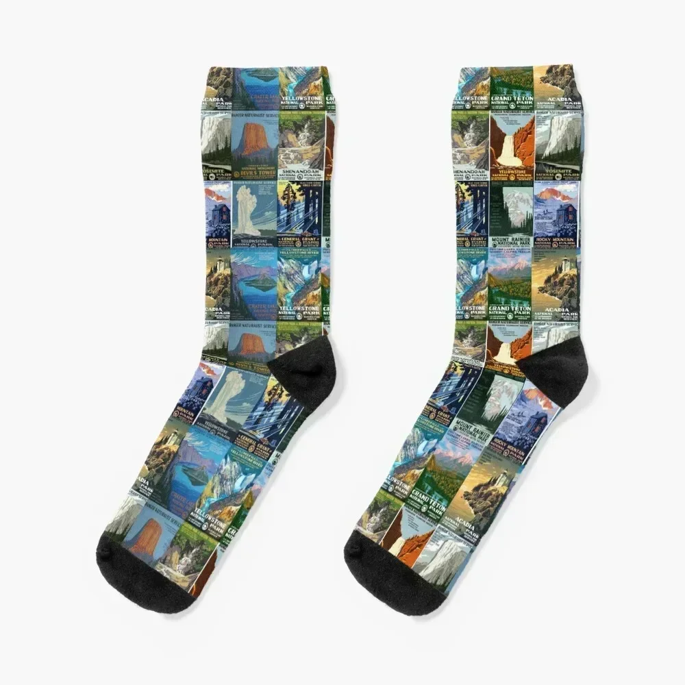 

Vintage National Parks Posters Socks winter thermal happy luxe new year Mens Socks Women's