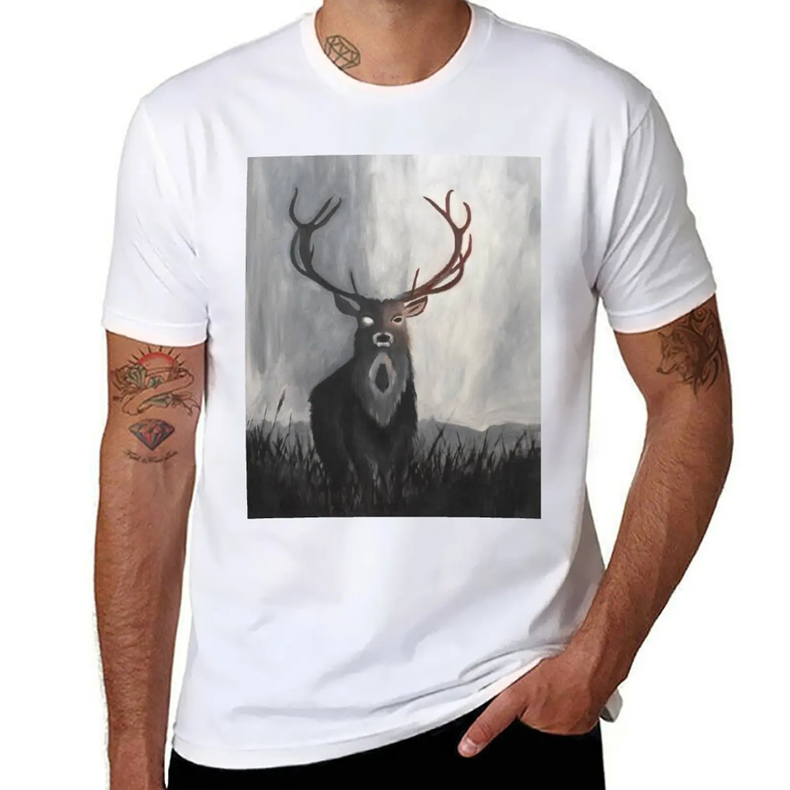 

Ominous ill-spirited Deer T-Shirt man t shirt cotton anime t shirts for man T-Shirt