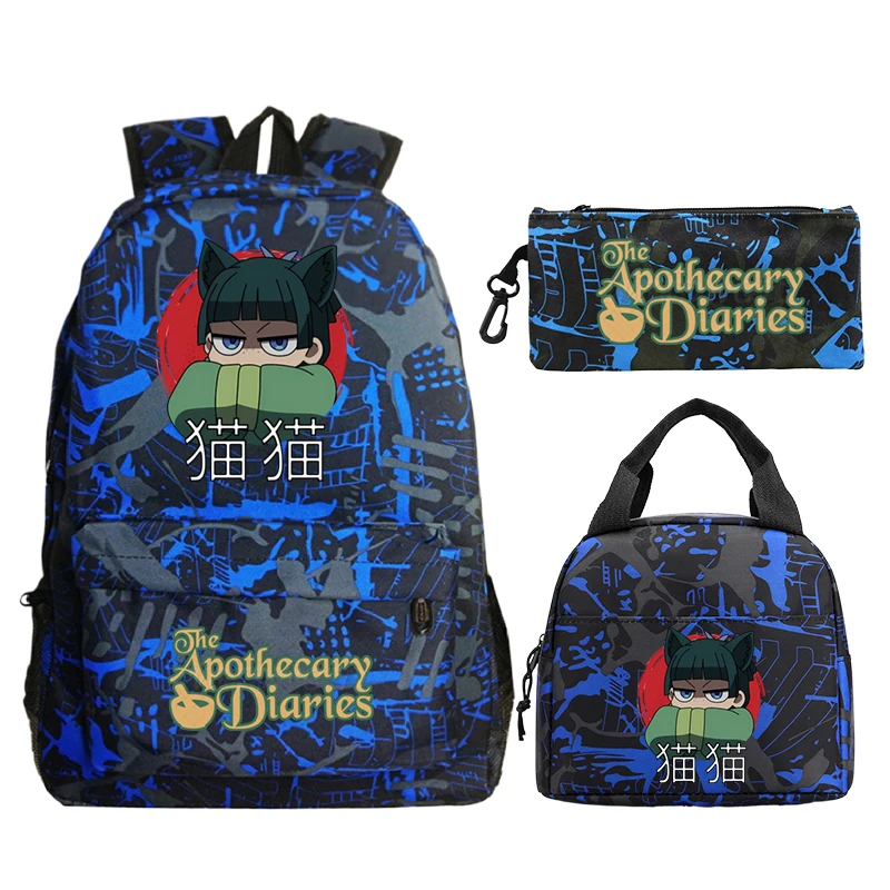 

3Pcs The Apothecary Diaries Anime School Bags Set for Girls Boys with Lunch Box Pencil Case Manga Maomao Backpack Travel Daypack