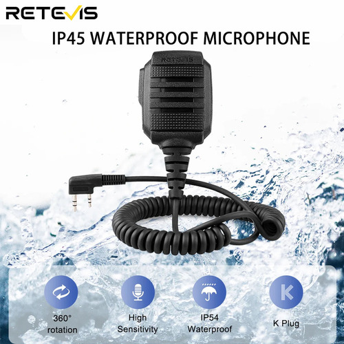 RETEVIS HK006 IP54 Waterproof Microphone Walkie Talkie Mic Shoulder Speaker PTT for Kenwood Baofeng UV-5R Quansheng UV K5 UV K6 - View 1 RETEVIS HK006 IP54 Waterproof Microphone Walkie Talkie Mic Shoulder Speaker PTT for Kenwood Baofeng UV-5R Quansheng UV K5 UV K6 - View 1