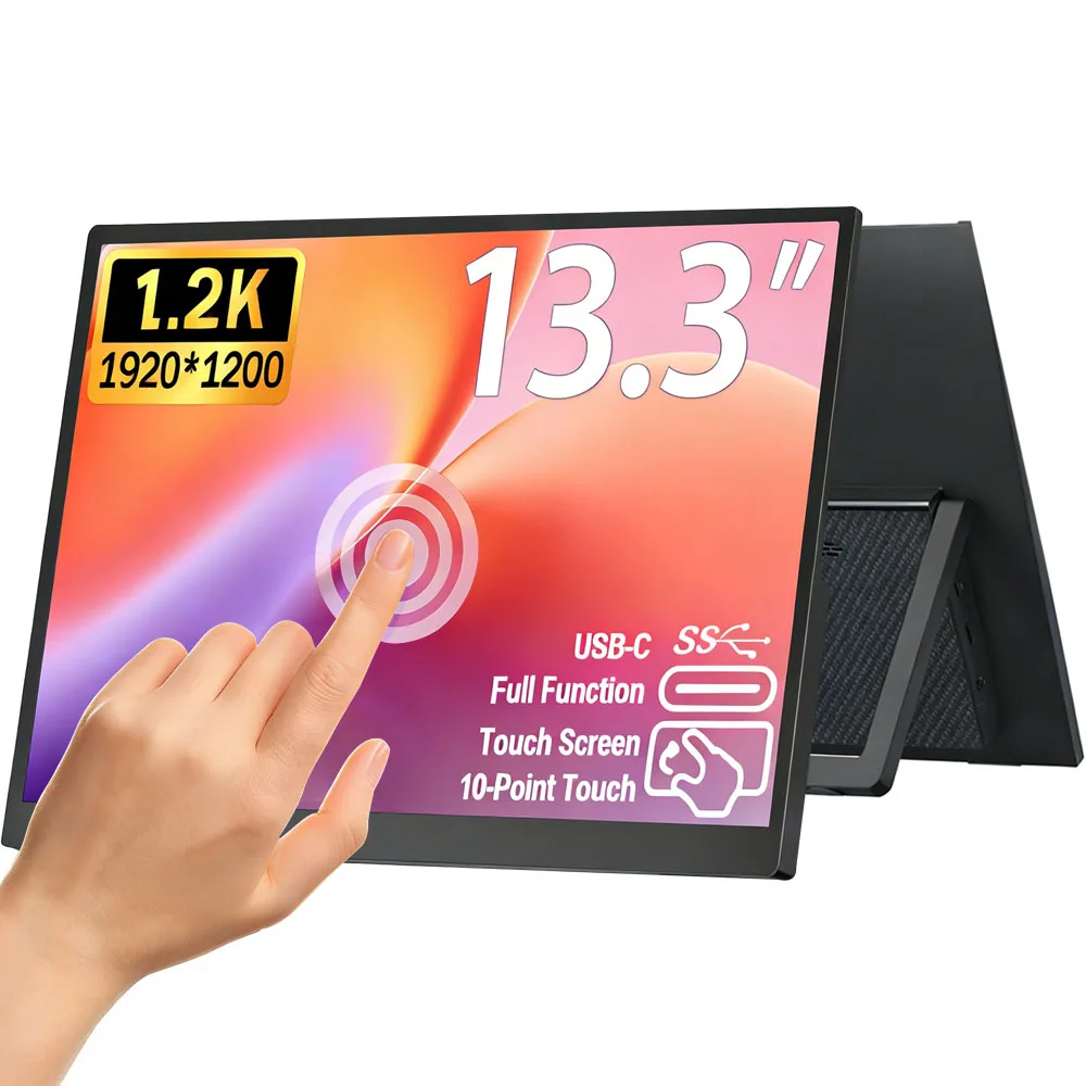 

13.3'' 1.2K Portable Monitor Touch Screen USB-C Mobile Laptop External Display for Gaming Traveling Computer Secondary Monitor