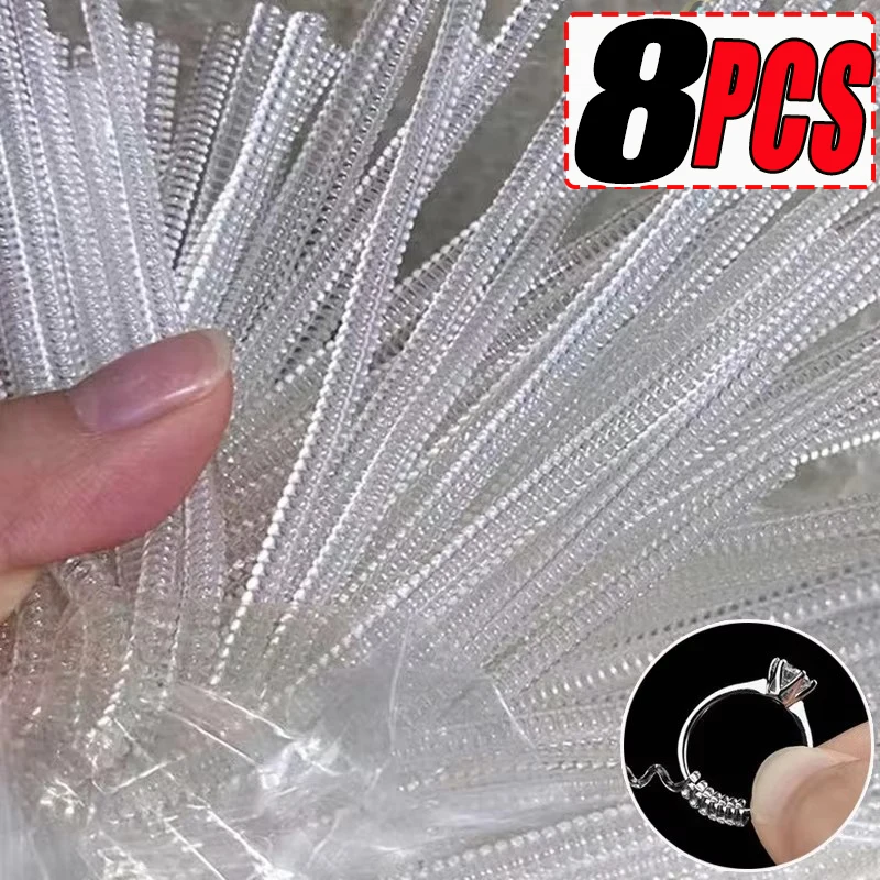 8pcs מגן סיליקון טבעת sizzer ספירלה רכה-טבעת ברורה יותר להגדיר גודל טבעת מתאימה למגן כלי תכשיטים רופפים