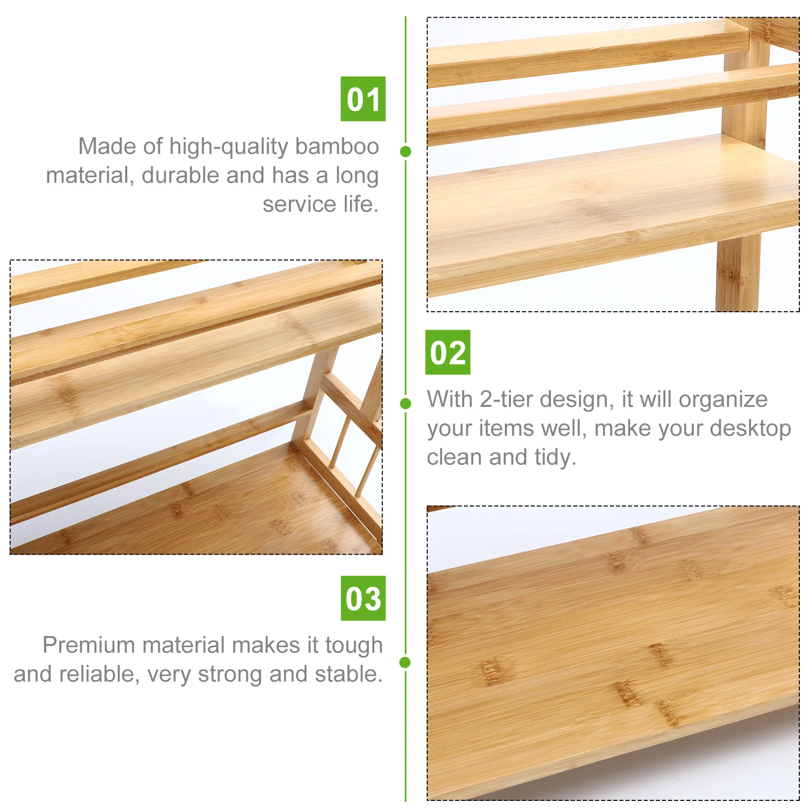 

2-Tier Storage Rack Seasoning Can Container Bamboo Kitchen Organizer Stylish Personality Environmentally Friendly