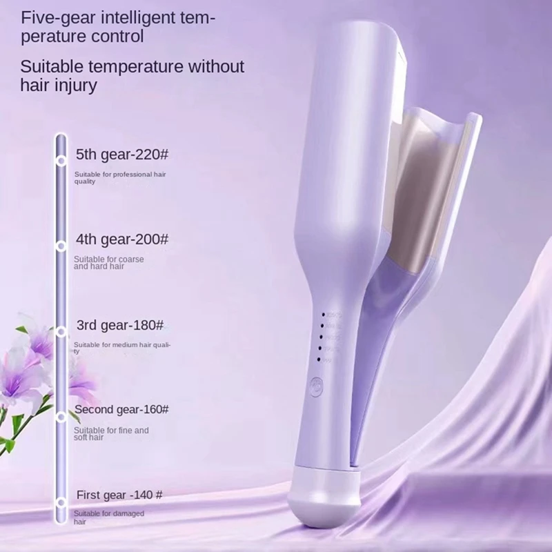 Deep WAVE Hair Curler 32 มม.ผม Curling Iron 5 อุณหภูมิปรับความร้อนได้อย่างรวดเร็ว CRIMPING Iron Styler Wand