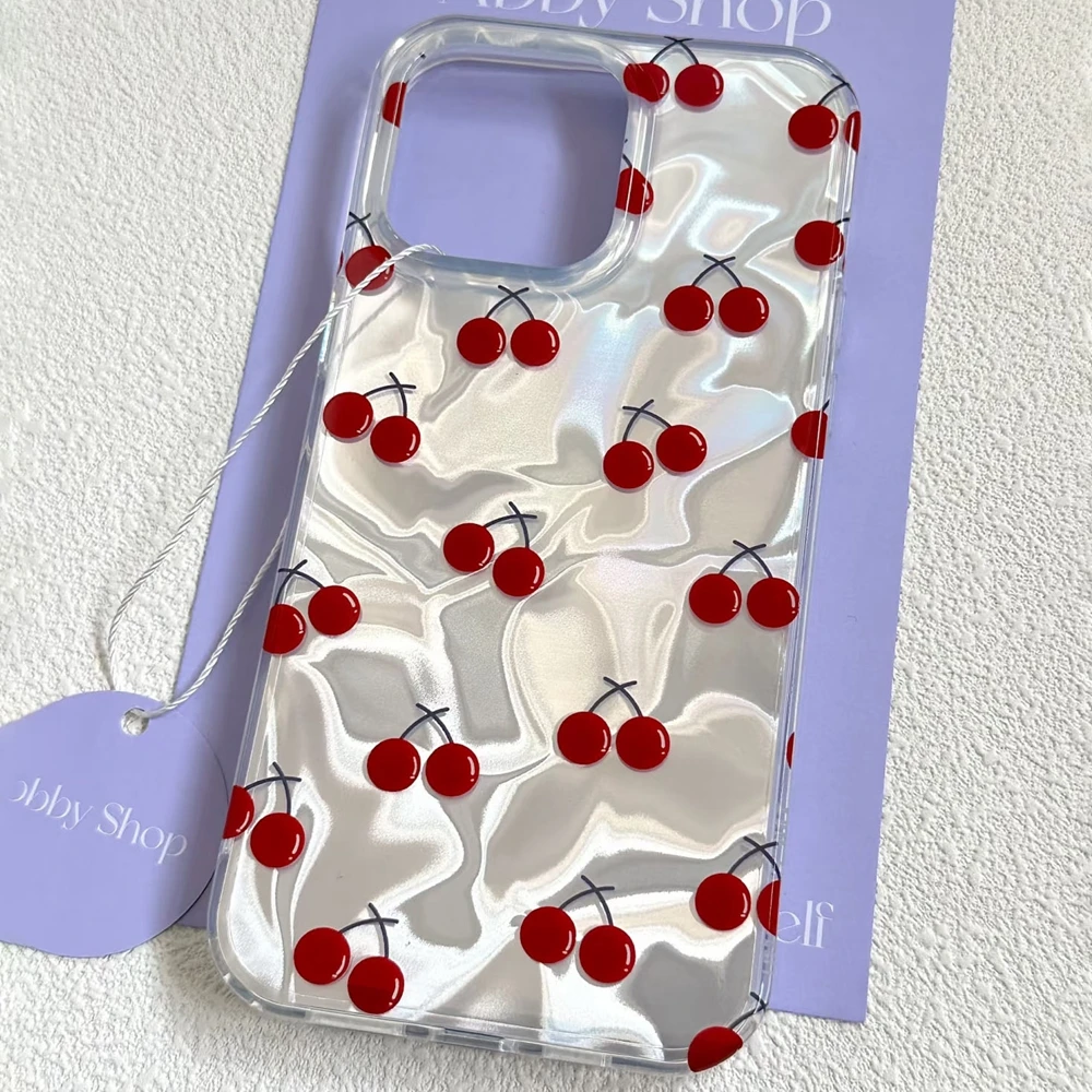 Summer Fruits Cute Pink Cherry Girls Phone Cases for Xiaomi Poco C65 X5 M5S X7 Pro X3 M6 X6 C61 Vortex Texture Shockproof Cover