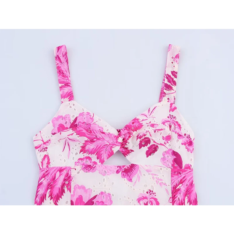 Boho Summer Dresses 2025 Women Sexy Hollow Out Embroidery Print A-line Midi Dress Holiday Backless Vestidos