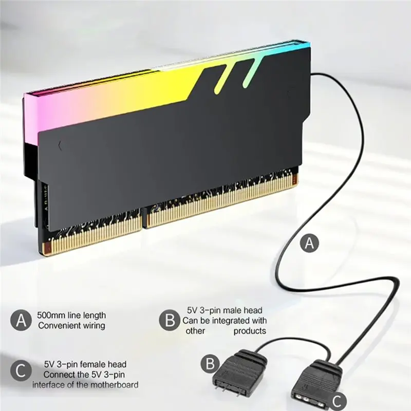 Hot Selling-Desktop Computer Memory Heatsink 5V ARGB, Infinite Mirror Lens New Desgin, RAM Armor Aluminum Vest For DDR3/4/5 Blac