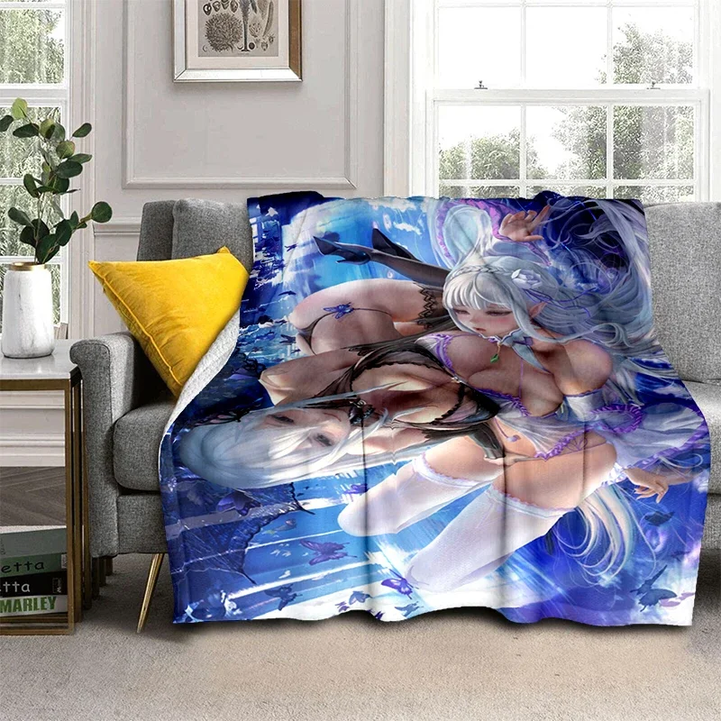 Hot Anime Sexy Mädchen Weiche Plüsch Sofa Bett Werfen Cartoon Picknick Decken Moderne Flanell Decke Gedruckt Bettdecke Geschenk