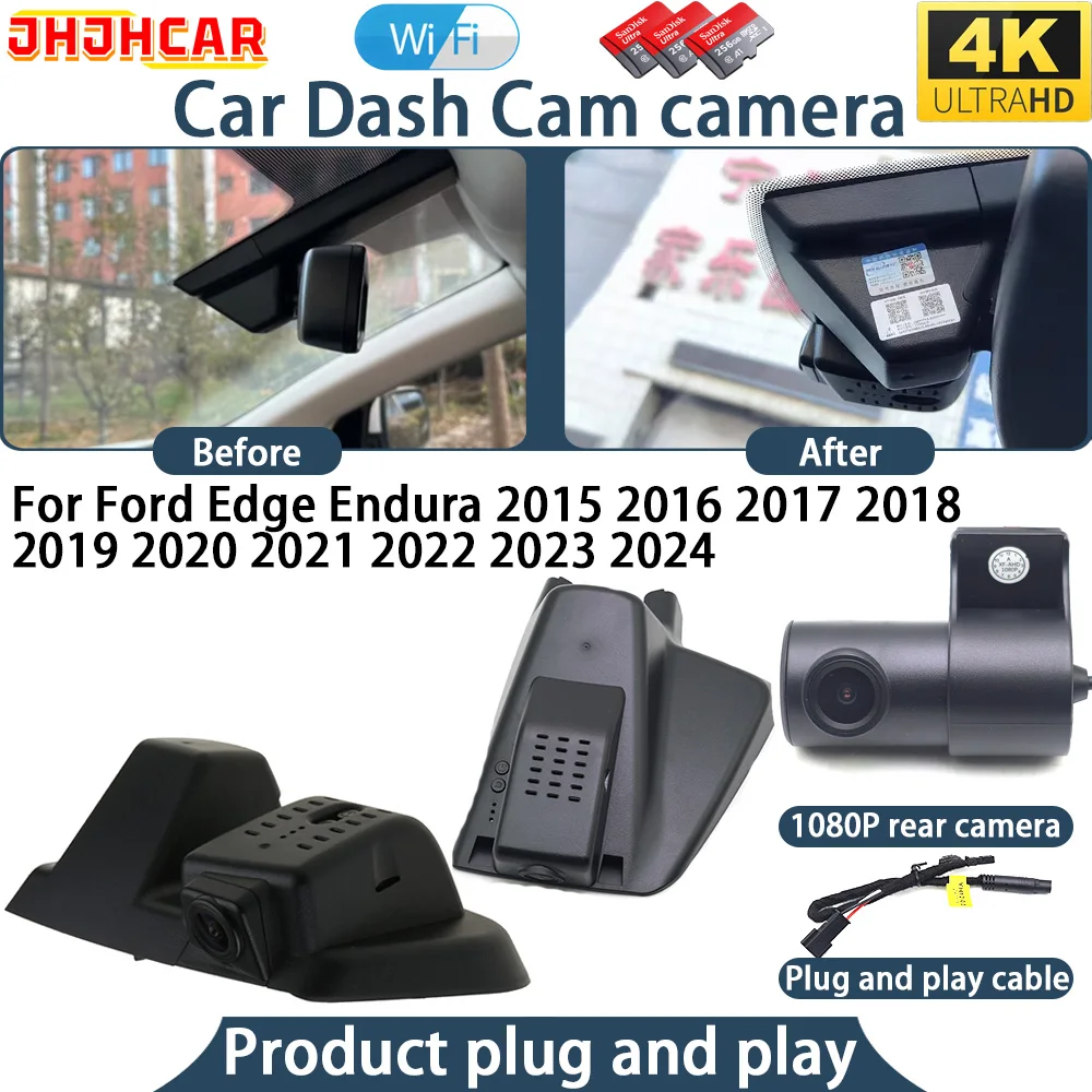 4K Dash Cam For Ford Edge Endura 2015 2016 2017 2018 2019 2020 2021 2022 2023 2024 Plug And Play WiFi DVR Camera Video Recorder