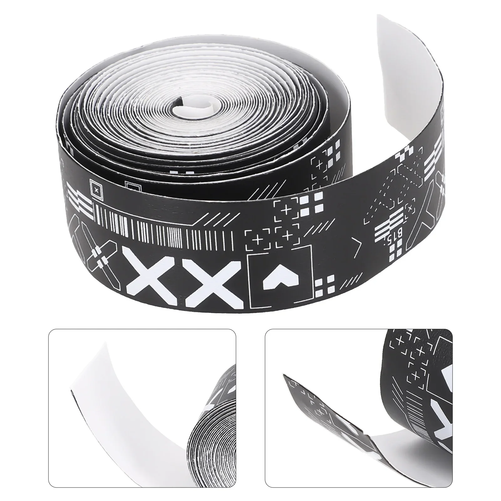 Practical Brand New Stickers Tape Head Protection Portable Tennis Racket Paddle Transparent 1 Roll Black/White