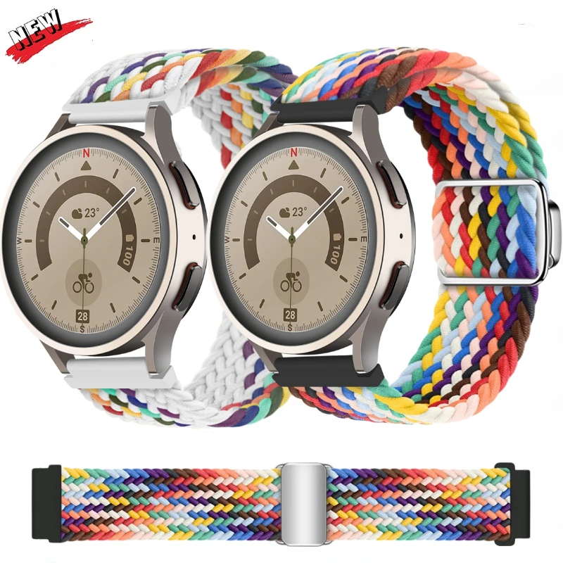 

20mm 22mm Magnetic Braided Loop Strap for Samsung Galaxy Watch 5 4 3 Amazfit GTS 4 Adjustable Wristband Huawei Watch 4//3/GT Pro