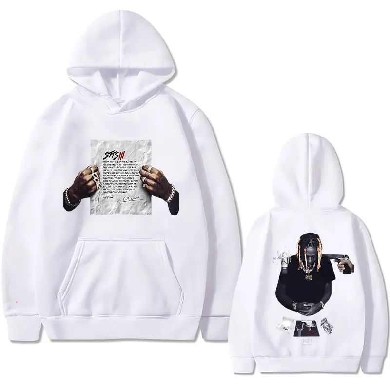 Rapper Lil Durk Double Sided Print Hoodie Men\'s Cool Streetwear Men Hip Hop Fashion Sweatshirts Male Vintage Oversized Hoodies