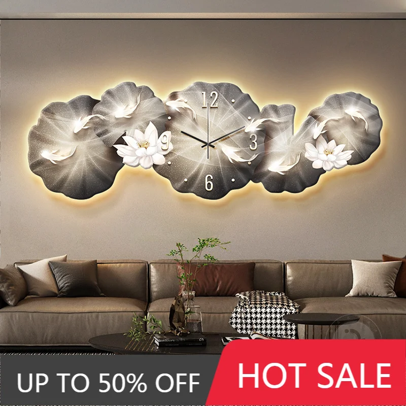 Large Chinese Style Luxury Wall Clock Postmodern Space Saving Art Wall Watch For Home Living Room Furniture Decoration