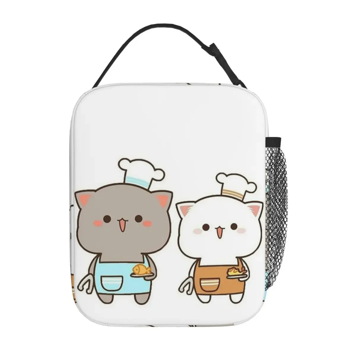 Funny Cooking Master Peach And Goma Mochi Cat Insulated Lunch Bag for Women Children Portable Food Boxes Thermal Lunch Box Tote
