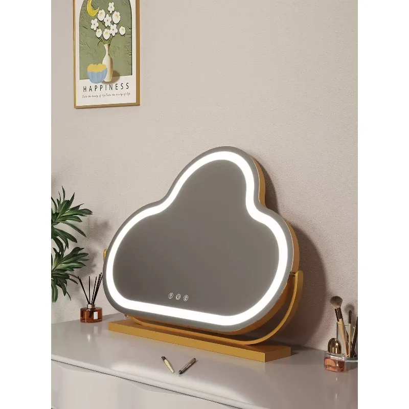 Picture 4: Everbright Store Smart Dresser Mirror Cloud Makeup Mirror LED Desktop Mirror with Lamp Light Luxury Rotating Makeup