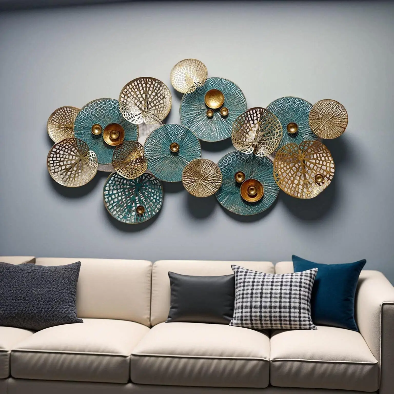 Retro Living Room Metal Sofa Simple Background Wall Creative Pendant Bedroom Home Wall Decoration Wrought Iron Wall