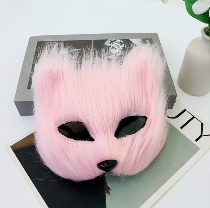 

Маска на половину лица на Хэллоуин, уникальный реквизит для вечеринки в честь Хэллоуина, маска для ушей, удобная плюшевая маска для вечеринок для театральных выступлений