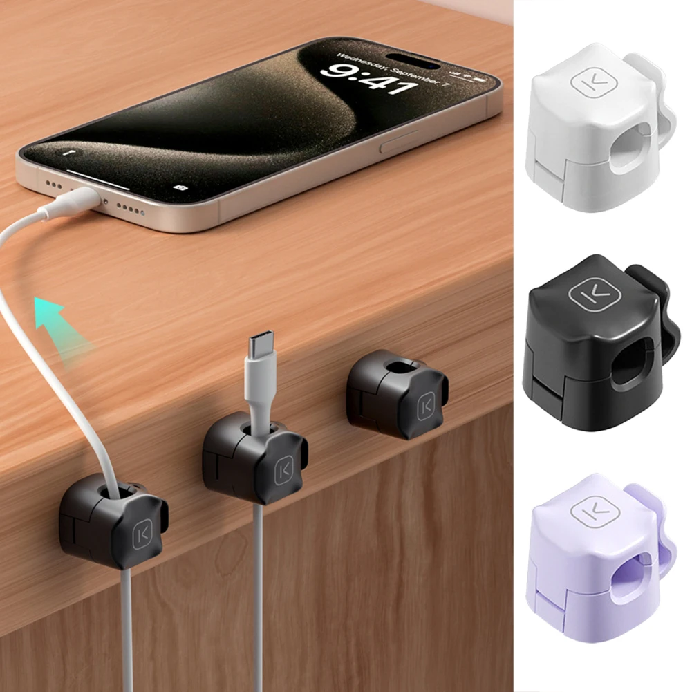 6 PCs Data Cable Clips Cable Organizer Desktop Wire Cord Fixing Organization Clamp Holder For Desk Nightstand
