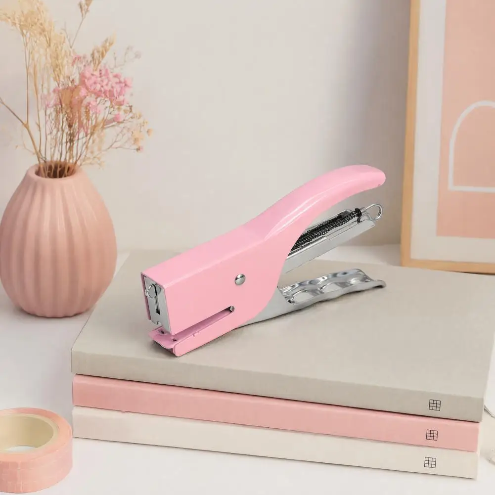 Portable Stapler for Office Mini Handheld Stapler with Ergonomic Curved Design Macaron Colored Compact for Office for Students