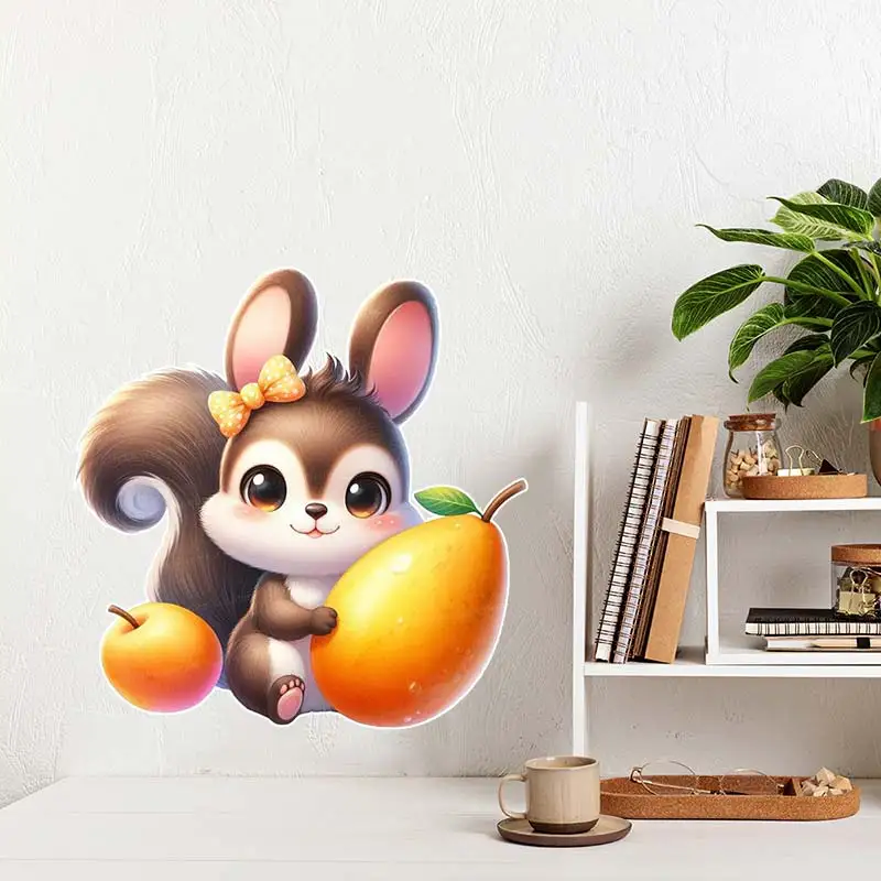 Cute Watercolor Squirrel Wall Sticker Kids Room Decor Bathroom Toilet Living Room Decor Cabinet Refrigerator Home Decor M946