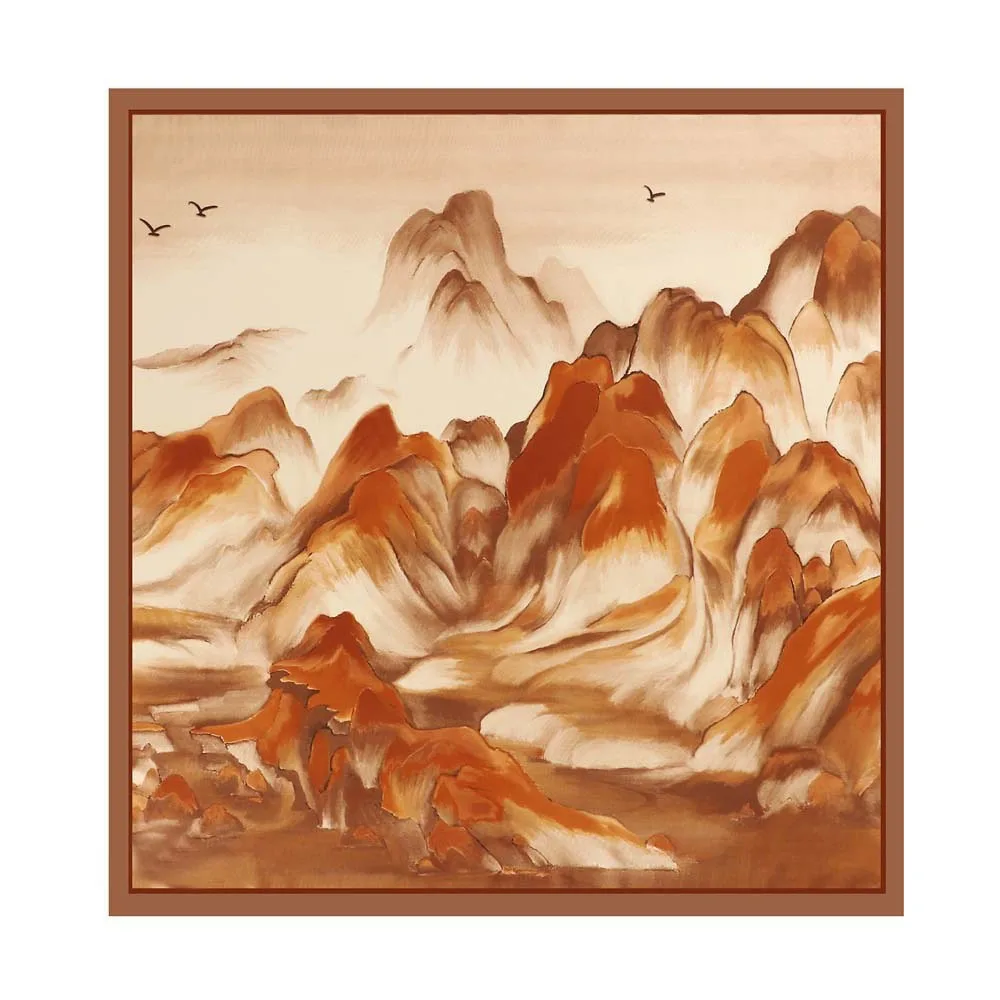 

Fashion 110cm Large Square Headscarf Ink Wash Printing Beach Women Silk Scarf All-match Sunscreen Shawl Head Neck Scarf Autumn