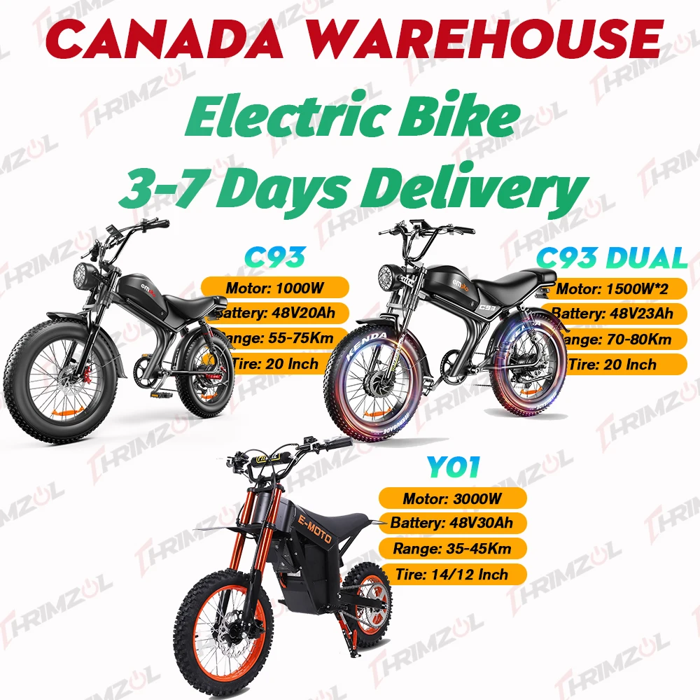 

2025 New Canada Local Fast Delivery 3000W 48V Electric Bike Foldable for Adults Scooter 14-inch fat tires electric dirt bike