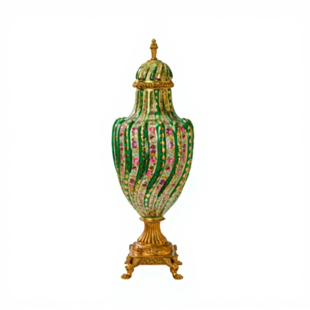 &c Retro Home Decor Hand Painted Gold Rim Chinese Porcelain Ginger Jar Elegant Tabletop Vase Ceramic Plant Pot