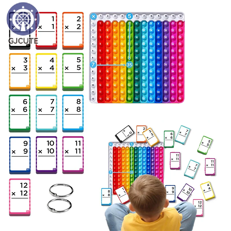 Multiplication Flash Cards + Pop Fidget Chart- Math Game Flash Cards, Fidget Multiplication Game, Math Game Flash Cards For Home