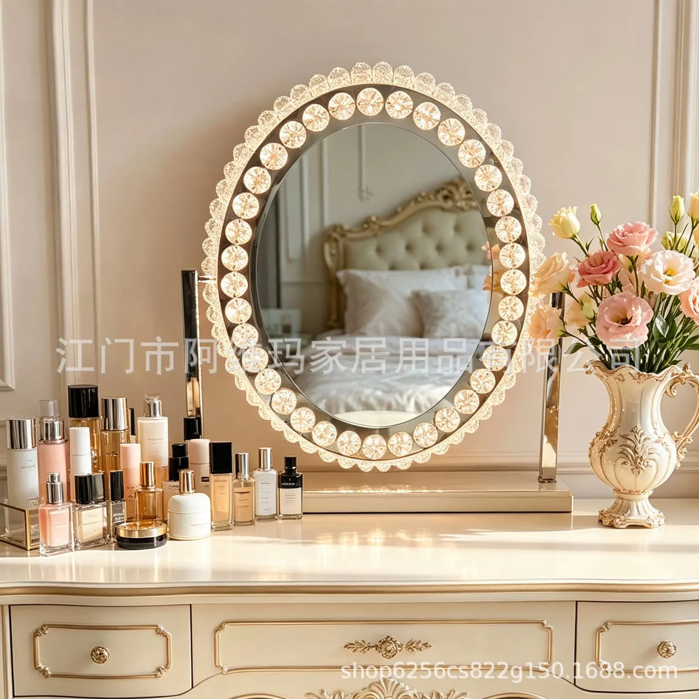 DSA light luxury makeup mirror desktop crystal vanity mirror bedroom fill light mirror