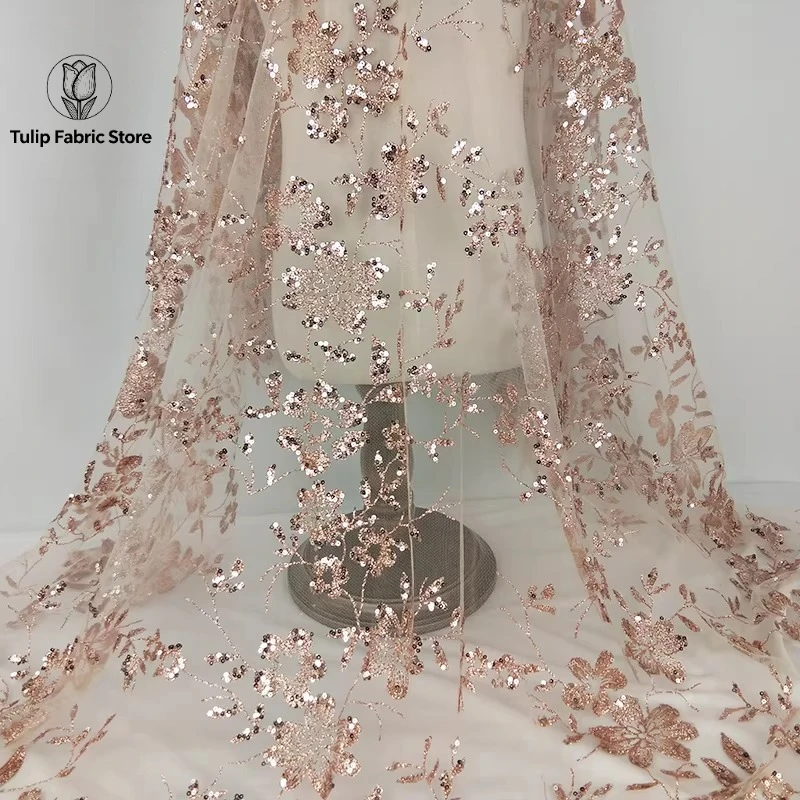 slim fit dress slacks Serafina ROSE PINK BLUSH Gold Glitter Beaded Mesh Lace Sequin Fabric / –  Classic Modern Fabrics main image 1