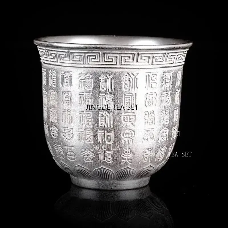 sterling silver large tea cup ceramic gilded silver single tea tasting Baifu master cup