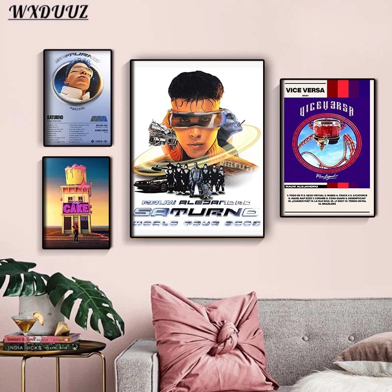 2023 Pop Rauw Alejandro Music Album Saturno Poster Aesthetic Set Like Rapper Single EP Cover Canvas Print Wall Art Room Decor