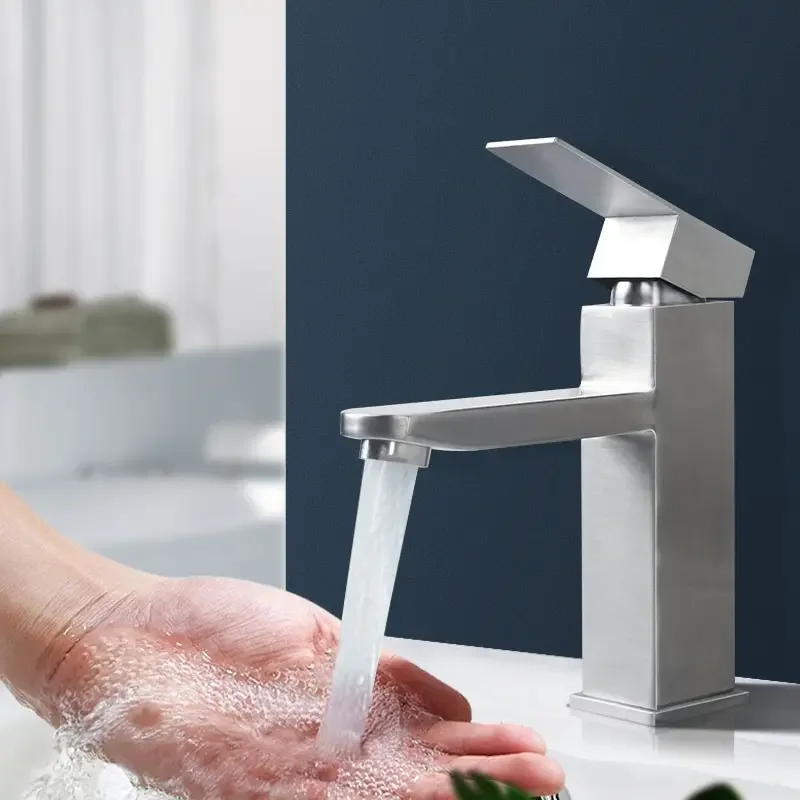 

Basin Sink Faucet Bathroom Kitchen Washbasin Faucet Deck Mounted Hot Cold Water Tap Premium Stainless Steel Faucets