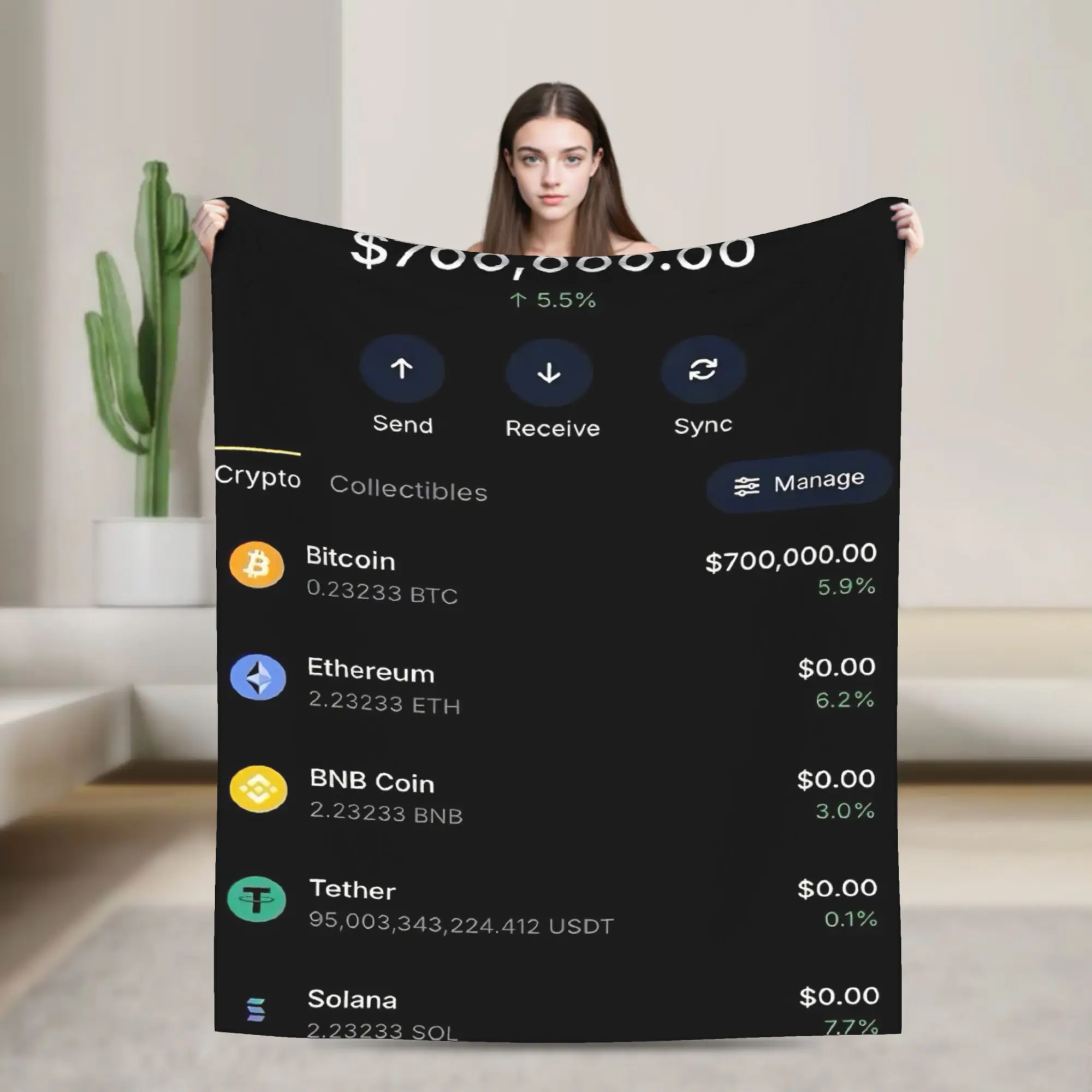 Crypto Wallet Interface Blankets Quality Super Soft Tech Finance Digital Asset Throw Blanket Living Room Graphic Bedspread