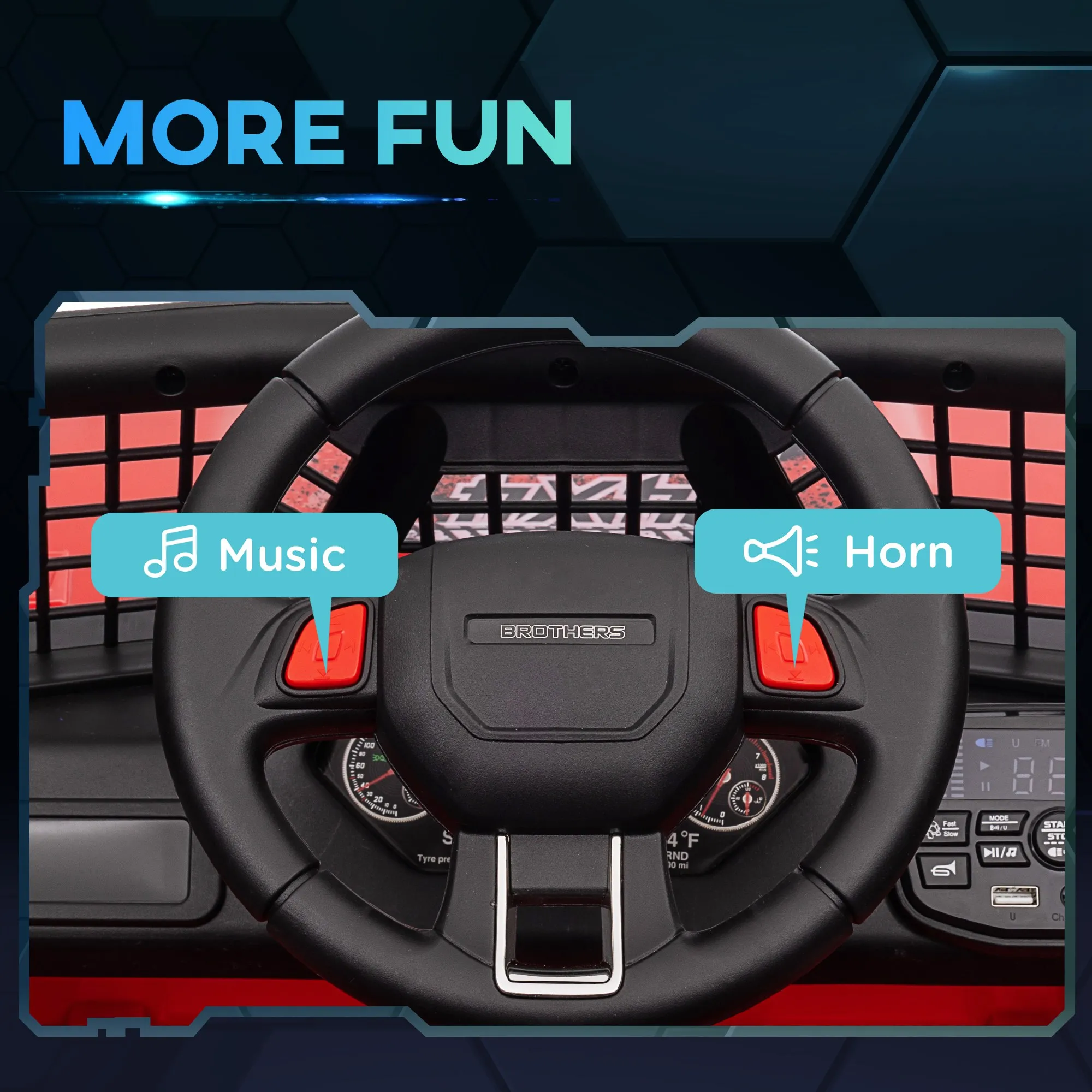 12V Ride on Car, Ride on Utv Truck W/ 4 Suspension Wheels, Red