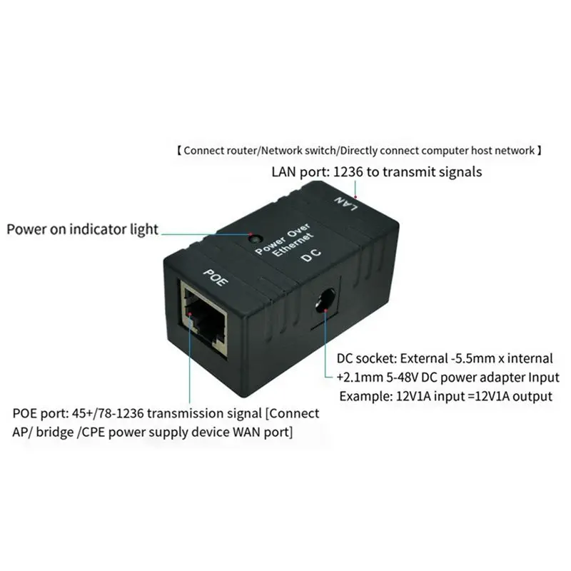 A31T POE Adapter Module, POE Injector Power Splitter 5V-48V 1A for IP Camera, Security Camera, Wireless Access Point, White