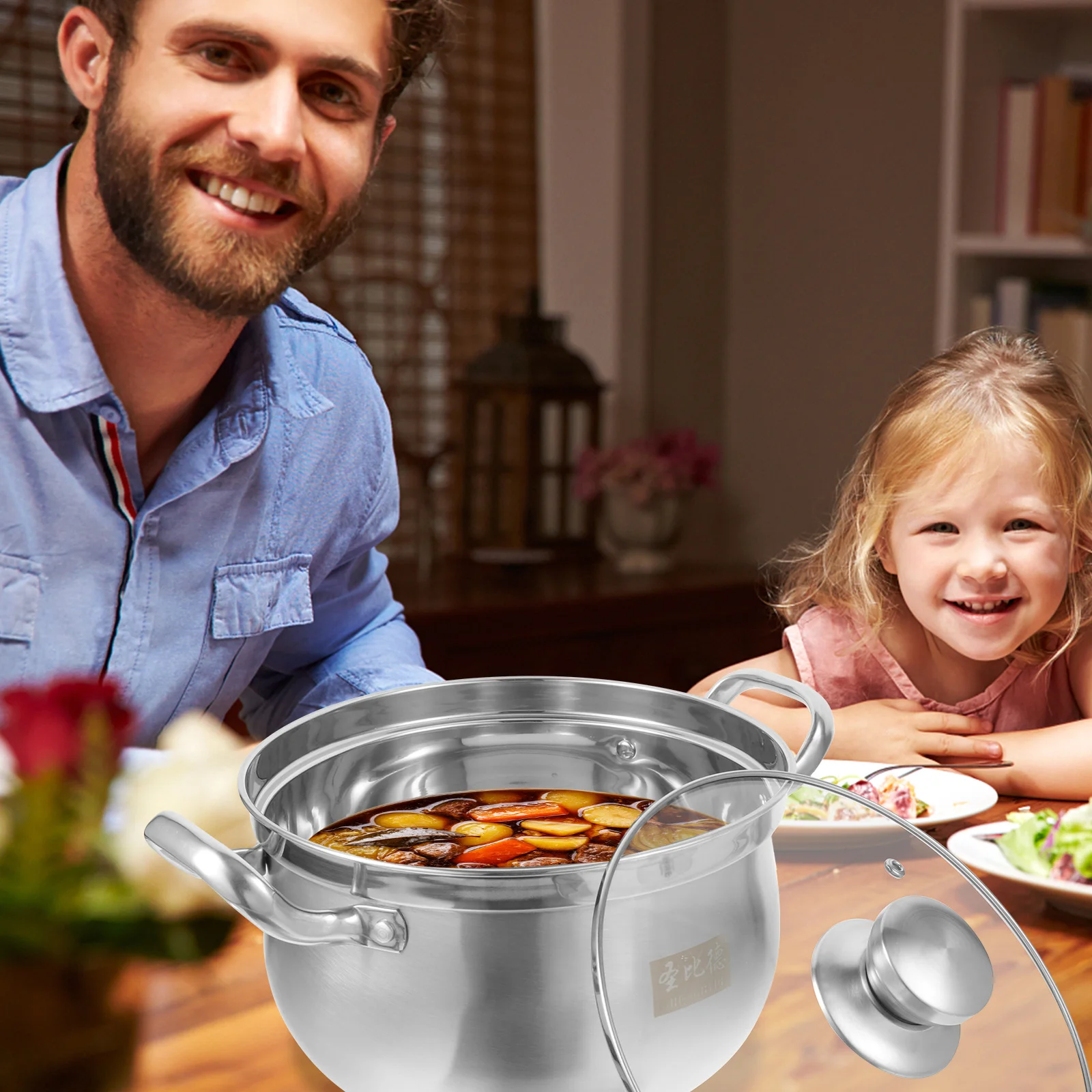 

Soup Pot Stainless Steel Thickened Multifunctional Cooking Pot For Milk Noodles Soup Household Kitchen Cookware Lid