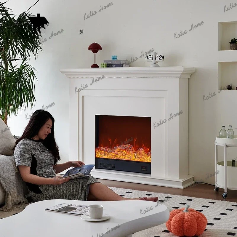 LD Home Bedroom Tv Stand Living Room Cabinets Luxury Simulated Flame Heating Fireplace French Decorative Furniture