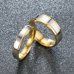 Ramos Stainless Steel Wedding Ring Simple Design Couple Ring 4mm 6mm Width Band Ring for Women and Men Memorial Day Gift