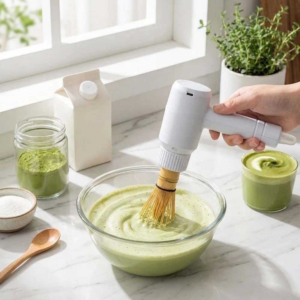 Rechargeable Electric Matcha Whisk Handheld Quickly Whisking Portable Matcha Mixer One Button Start Low Noise Egg Beater