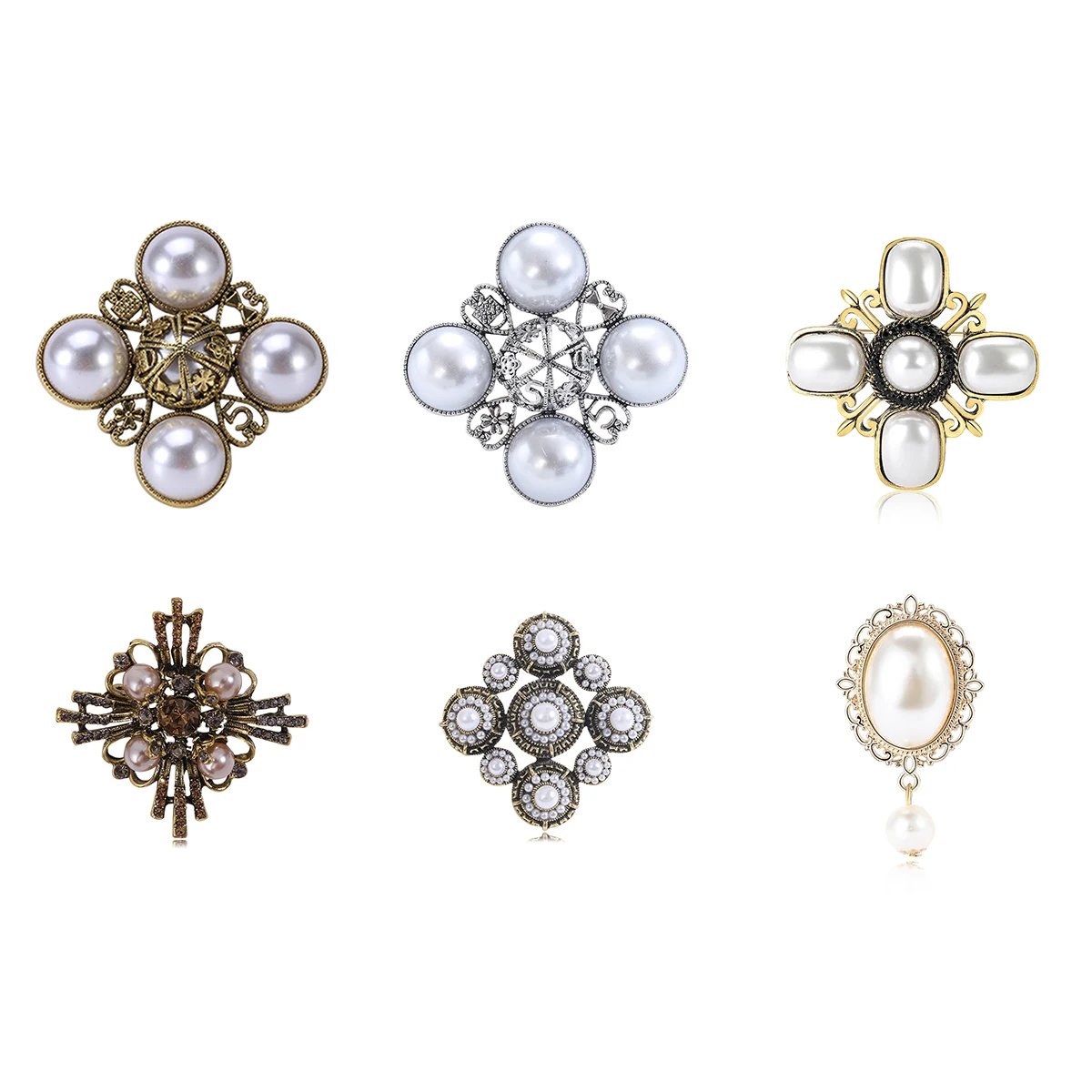 Luxury Baroque Pearl Brooches for Women Unisex Cross Pins Multi-color Available Casual Party Accessories Gifts