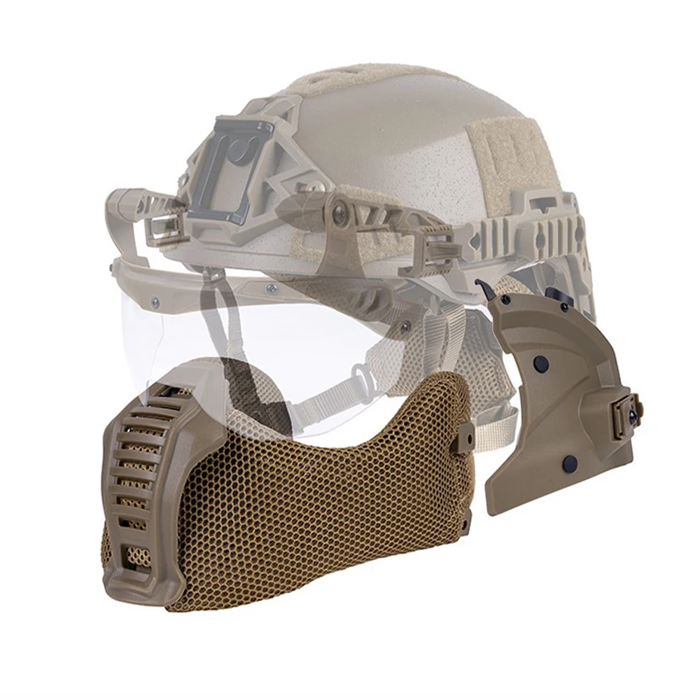 درع حماية الأذن التكتيكي الفك السفلي في الهواء الطلق Airsoft الألوان اطلاق النار CS لعبة واقية درع الوجه لخوذة ويندي #2