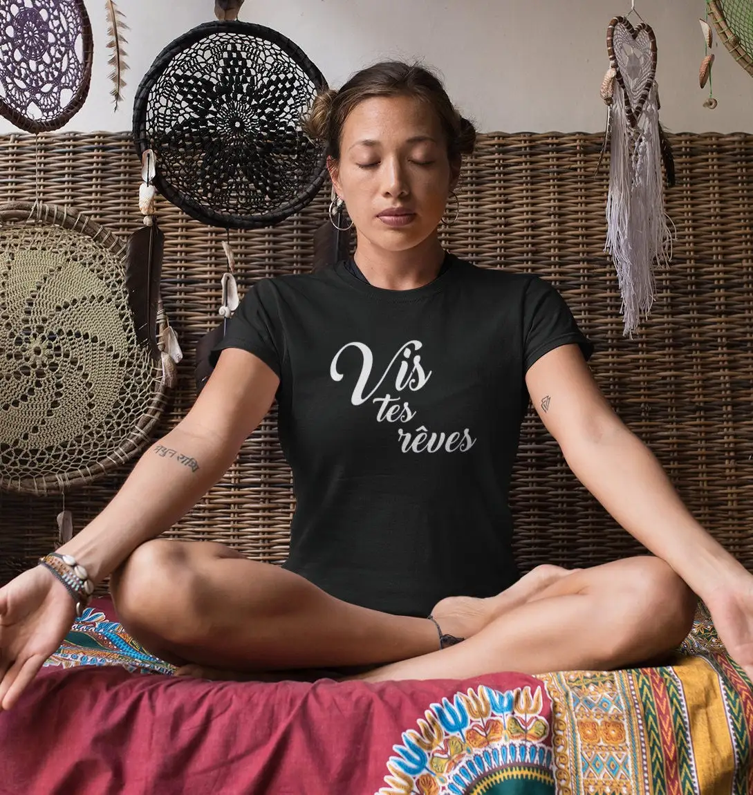 

Vis tes rêves inspirations T Shirt pour femmes à col rond manches courtes