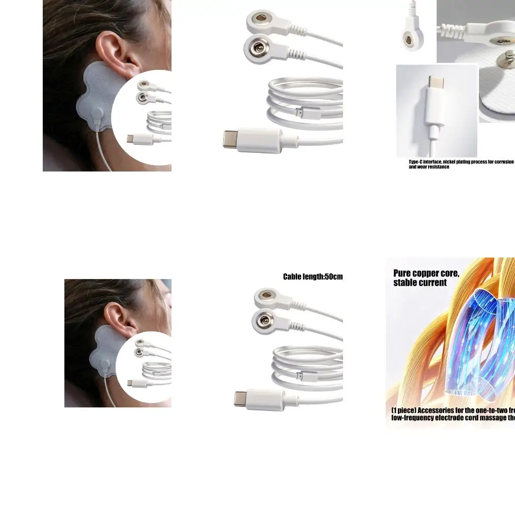 2 In 1 Electrode Leads Cable For Muscle Stimulator Flexible PVC Coating 3.5Mm Electrode Easy To Disconnect