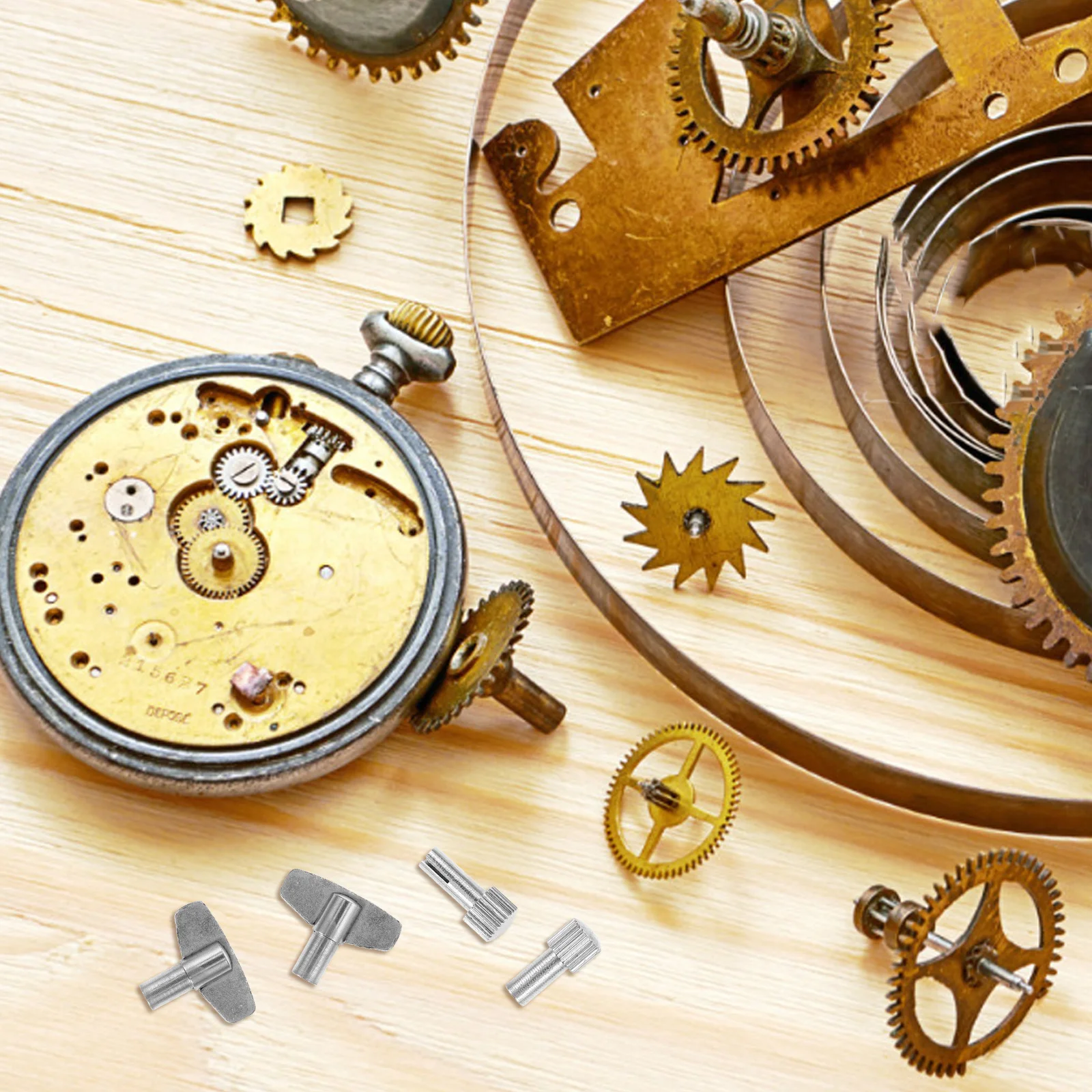 

1 set 25 Keys Silver Professional Clock Winding Keys Metal Repair Kit Alarm Clock Parts Replacement Grandfather Accessories