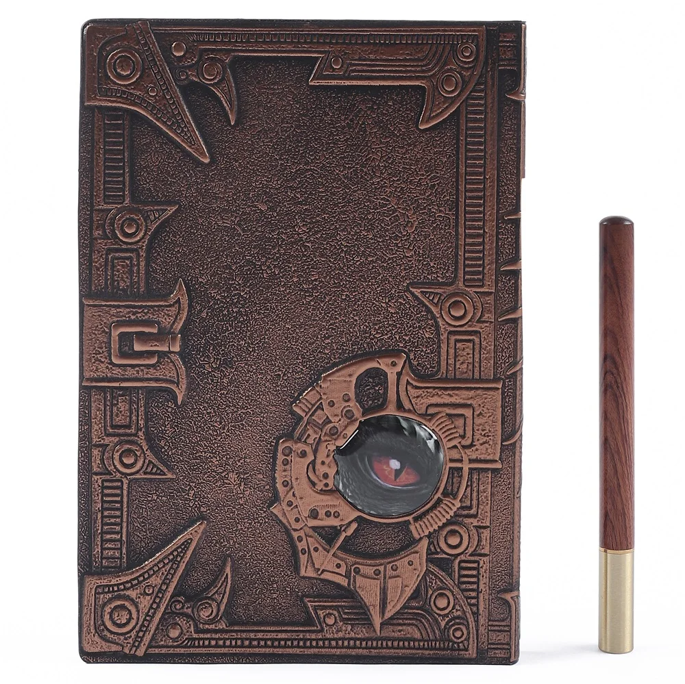 Cool Dragon Notebooks 3D Embossing Hard Cover A5 Journal Antique Diary With Wood Pen School Office Gift 200 Lined Pages Planner